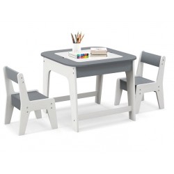 Staliukas su stalčiumi ir 2 kėdutėmis (Grey)